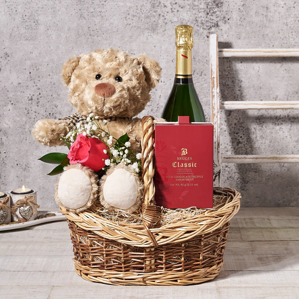 Bear & Bubbly Valentine's Gift Basket