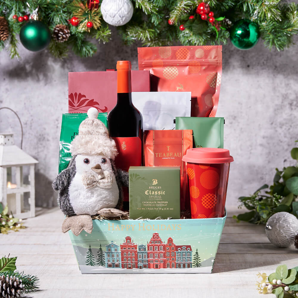 The Christmas Morning Gift Basket with Wine