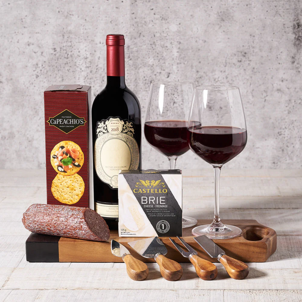 Deluxe Meat & Cheese Wine Gift Basket