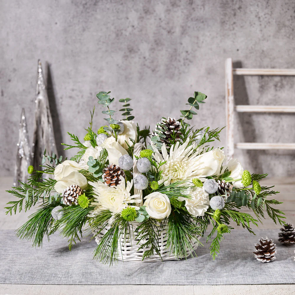 Festive Christmas Floral Basket
