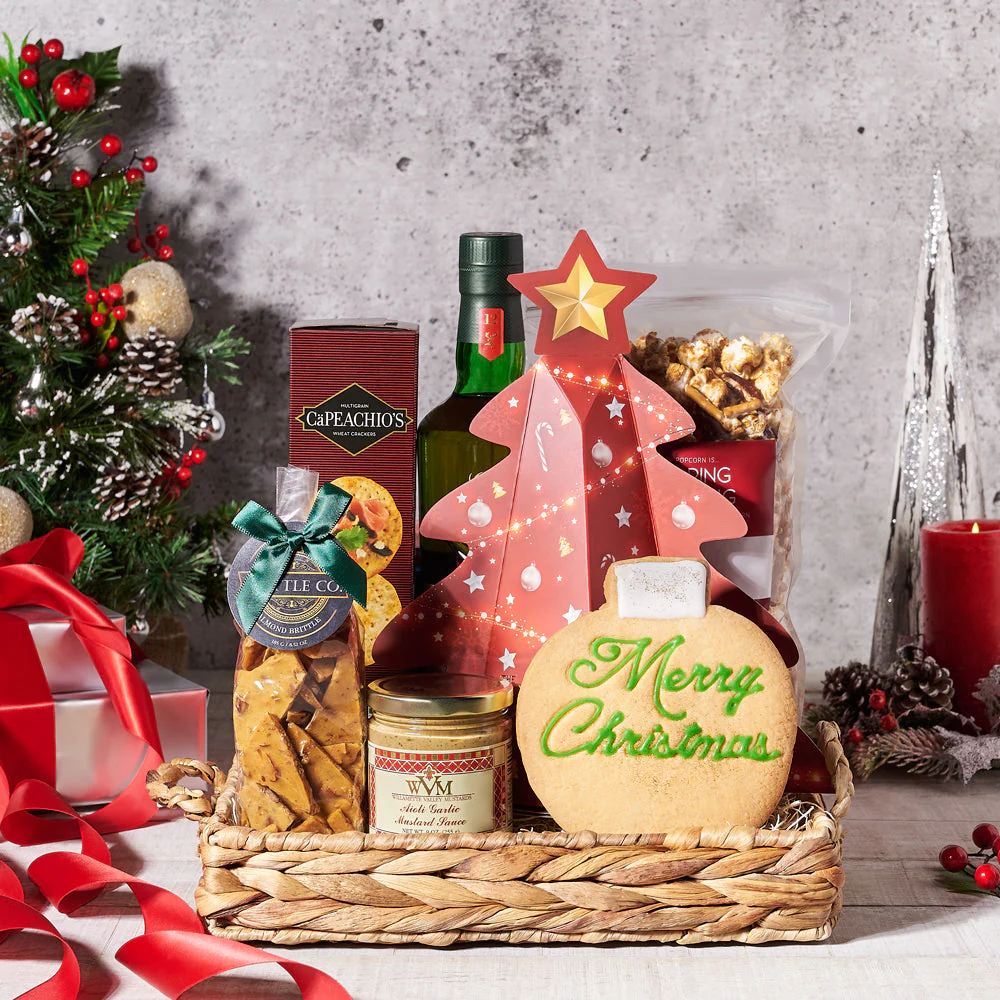 Happy Holidays Spirits & Snack Tray