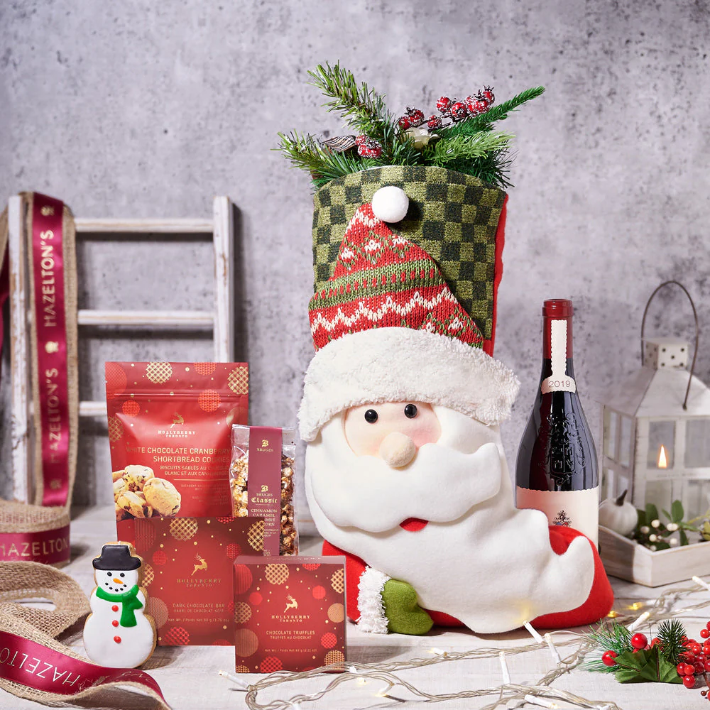 Santa's Stocking Gift Set With Wine