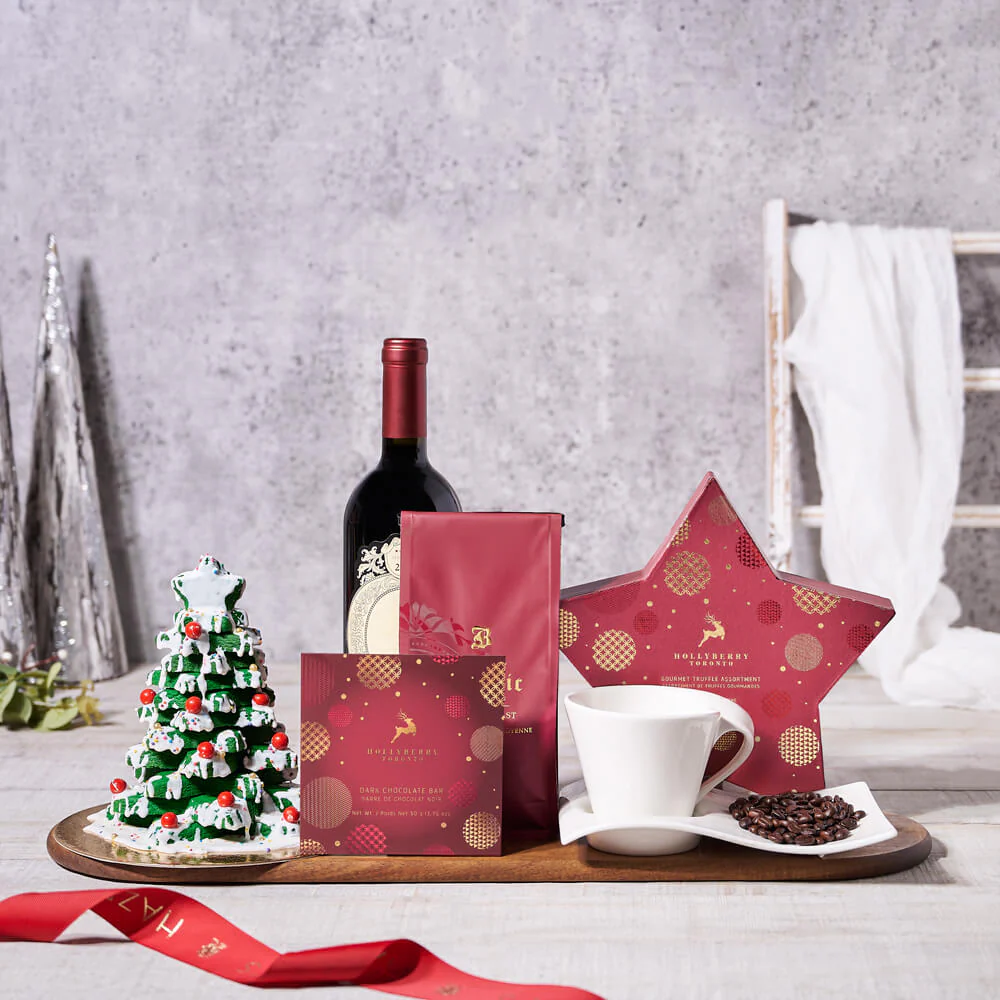 Santa's Warm Comforts Gift Basket With Wine