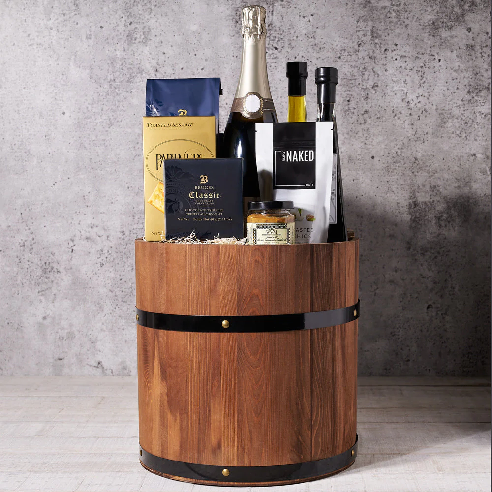 The Champagne Sip & Snack Barrel