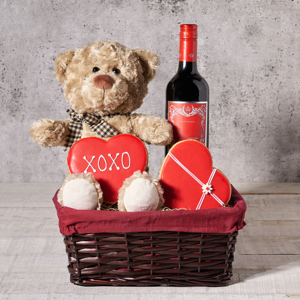 Wine & Bear Valentine's Day Basket