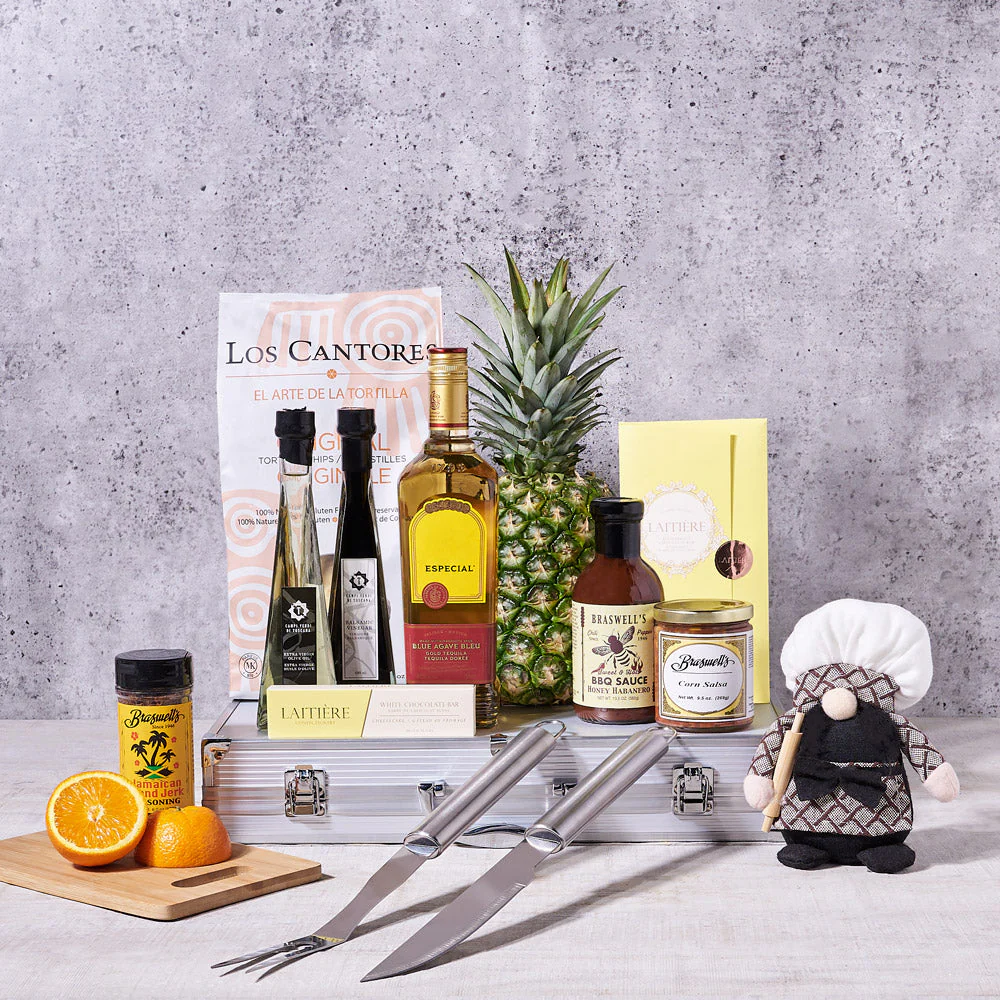 World's Best Barbequing Gift Basket with Liquor