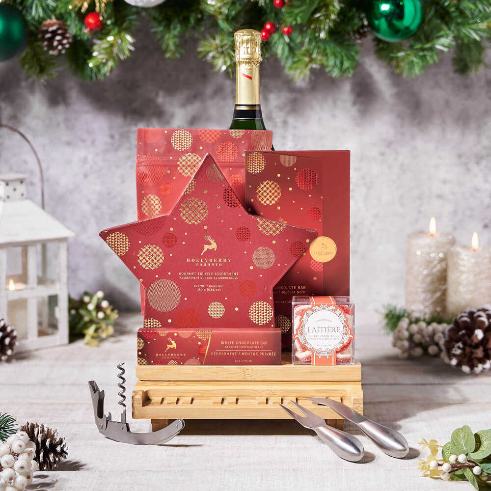 Yuletide Champagne & Snacking Gift Basket